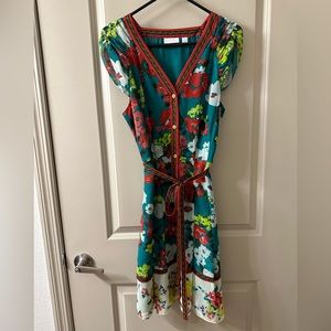 Green and red floral with belt